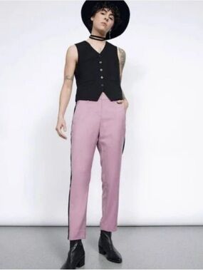 Wildfang Pink Ankle Tuxedo Stripe Pants Size 8 New with tag